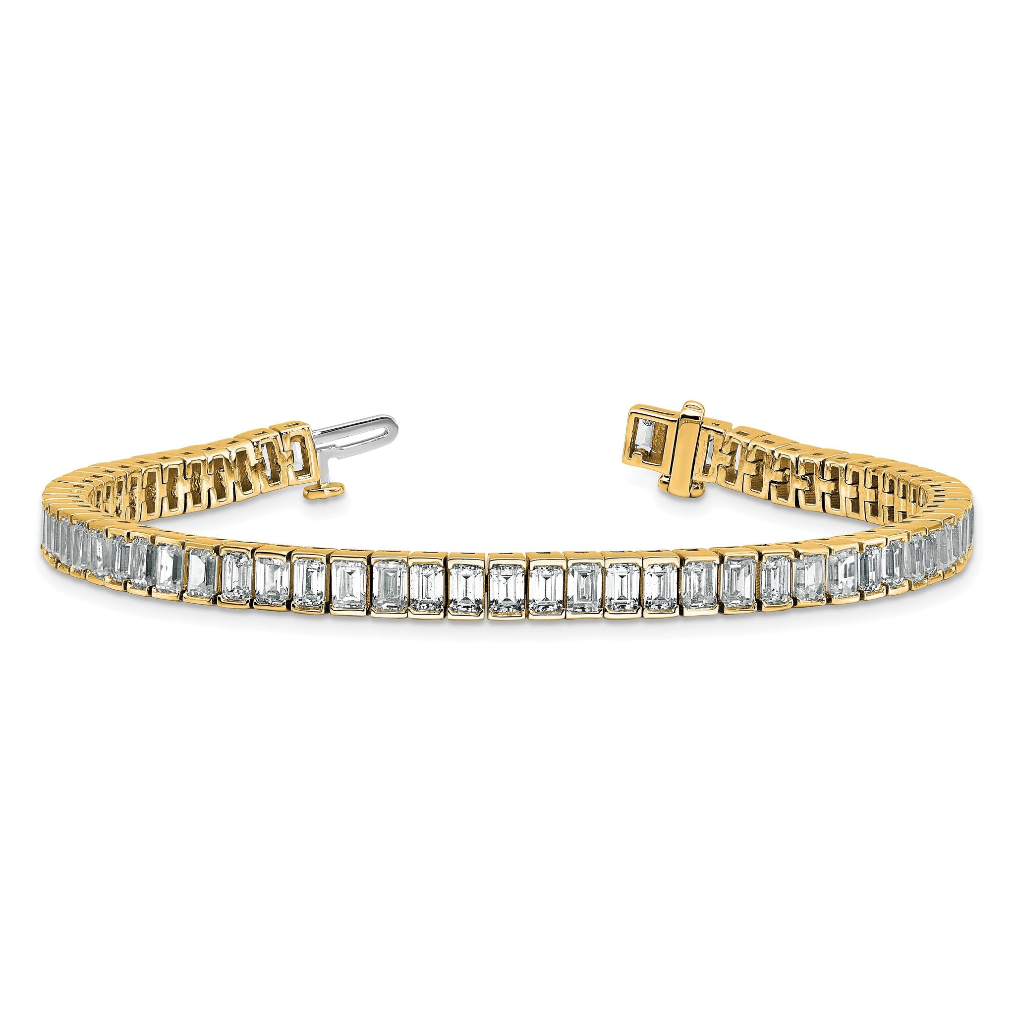 14k 10 carat Certified Lab Grown Diamond VS+ F+ Complete Emerald Bezel Set Tennis Bracelet