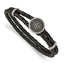 Stainless Steel Brushed Laser Design Compass Black Woven Leather Bracelet for Men