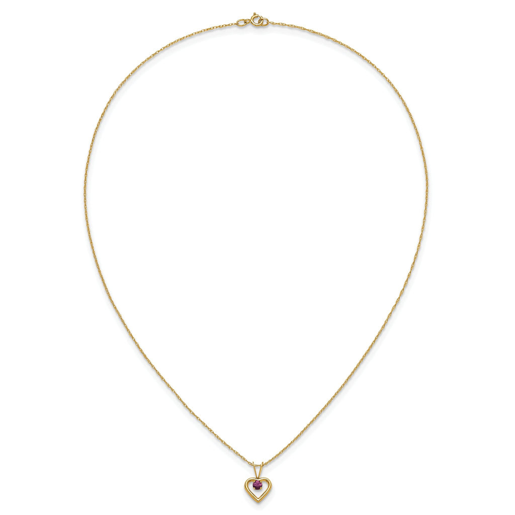 10k Madi K 3mm Rhodolite Garnet Heart Birthstone Necklace