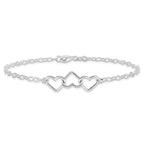 Sterling Silver 9inch Solid Polished Fancy Heart Link Anklet