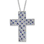 Sophia Jewelers Sterling Silver September Birthstone Cross Necklace Gift Ready