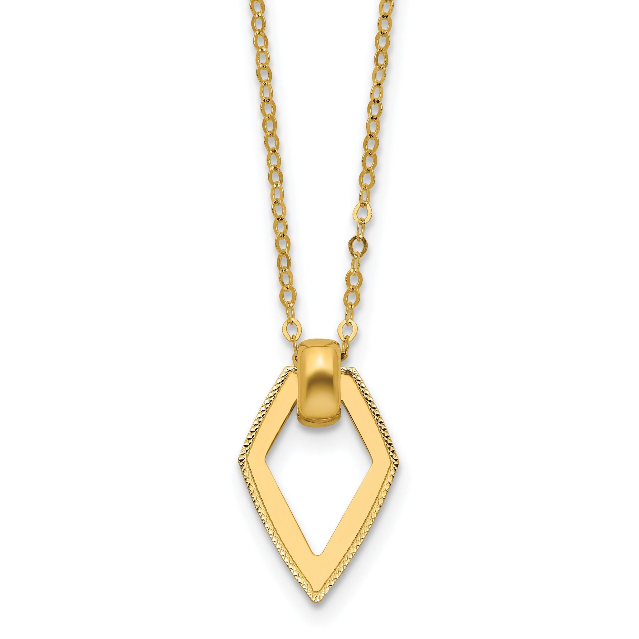 14K Polished Diamond Shape Pendant w/2in ext. Necklace Main image