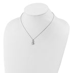 Cheryl M Sterling Silver Rhodium-plated Polished Double Round CZ Halo with 2 Inch Extension Necklace