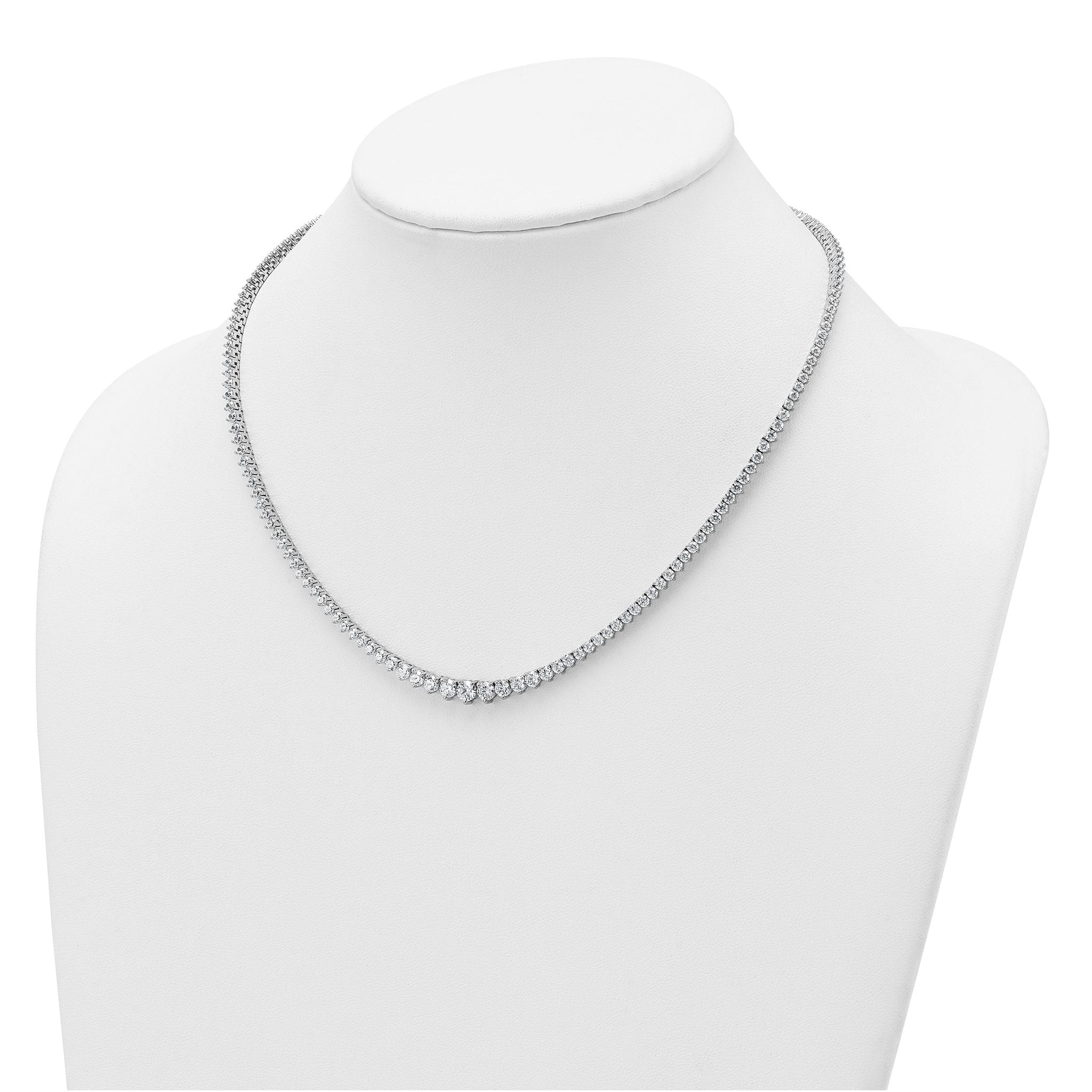14k White Gold 10 7/8 carat Certified Lab Grown Diamond VS/SI+ G+ Complete Round 18 inch Graduated Tennis Necklace