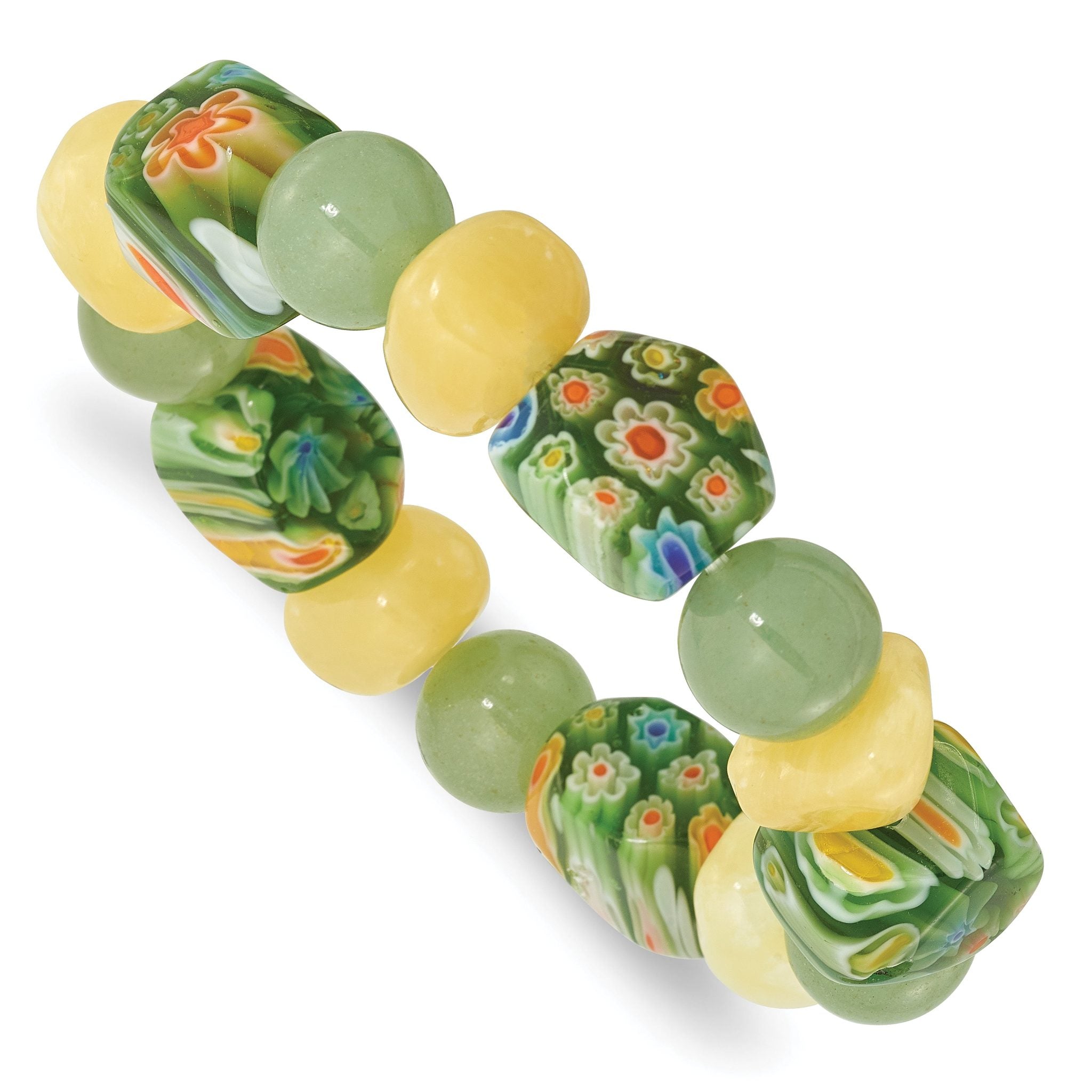 Aventurine, Yellow Jade and Kangsai Glass Beaded Stretch Bracelet Main image