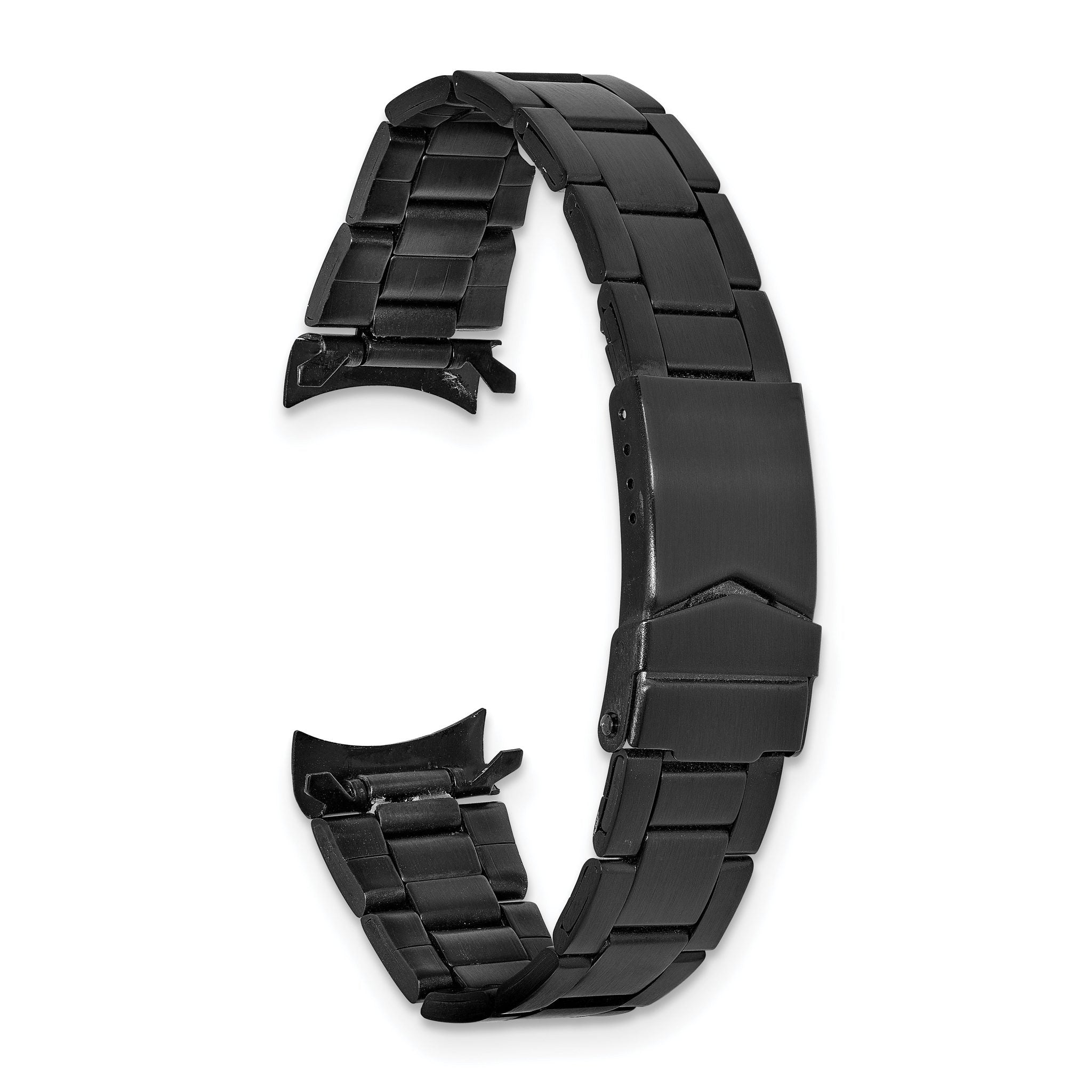 Oyster-Style Watch Band in Black PVD Stainless Steel, 18mm