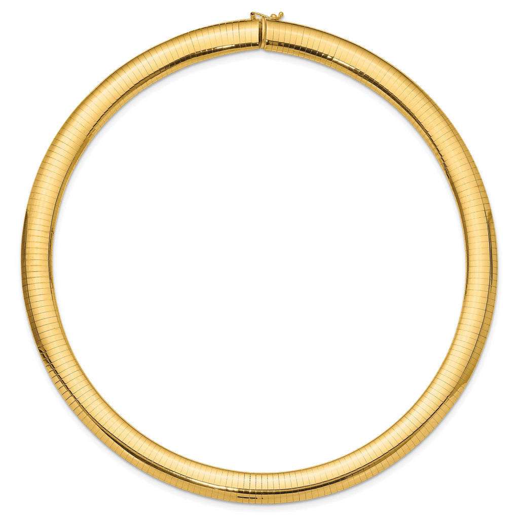 14k Polished 10mm Standard Weight 16 inch Domed Omega Necklace