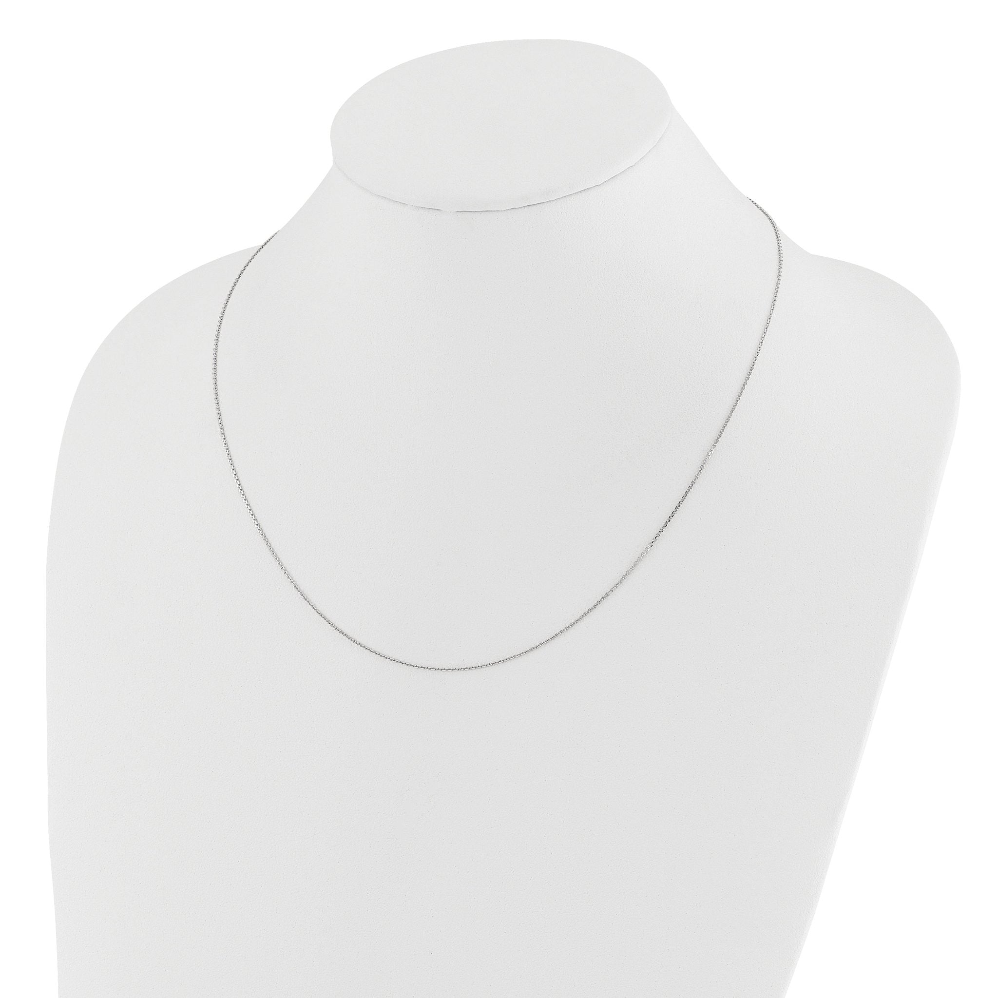 14K White Gold Adjustable  1.1mm D/C Cable Chain