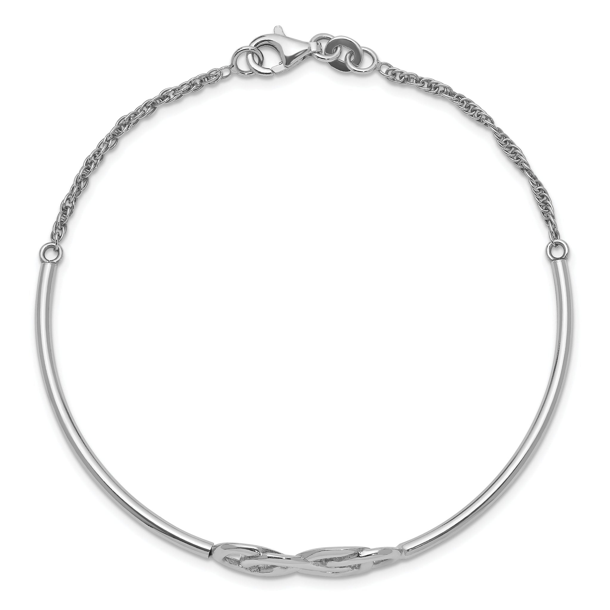 Sterling Silver 925 Double Infinity Bangle with Polished Rhodium Finish Secondary image