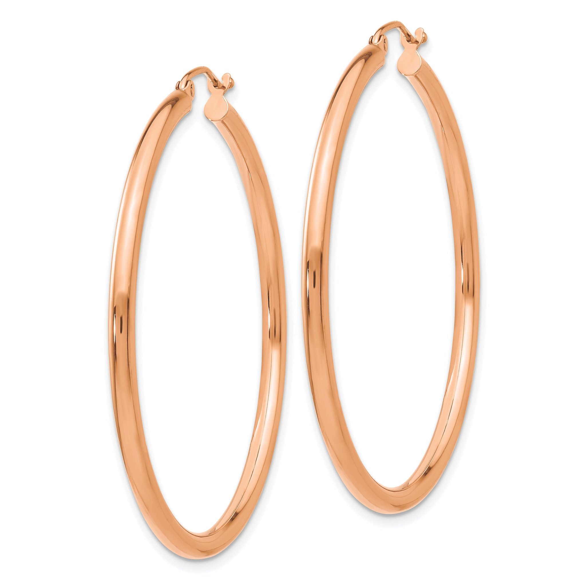 14k Rose Gold Polished 2.5mm Lightweight Tube Hoop Earrings Secondary image