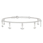 Sterling Silver Anchor Charms 9 inch Plus 1 inch Extender - Total 10 inch Anklet