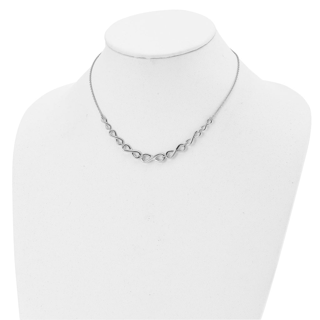 Sterling Silver Infinity Necklace with Polished Finish and Extender