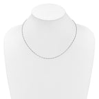 Sterling Silver RH-plated 1.45mm Figaro 1in+1in Adjustable Chain