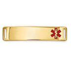 14K Gold Polished Medical Alert Bracelet with Red Enamel Engravable Plate