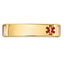 14K Gold Polished Medical Alert Bracelet with Red Enamel Engravable Plate