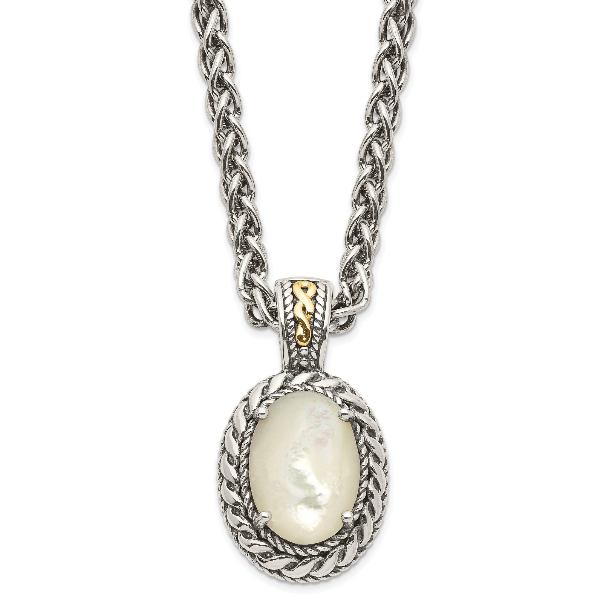 Shey Couture Sterling Silver with 14K Accent 18 Inch Antiqued Mother Of Pearl Necklace Main image