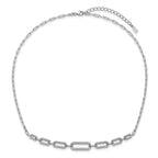 Sterling Shimmer Sterling Silver Rhodium-plated CZ 102 Stone Paper Clip Link 16 in with 2 inch Extension Necklace