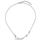 Sterling Silver Rhodium-Plated Polished Crystal Cayman Islands 16 inch with a 1 inch extention Necklace