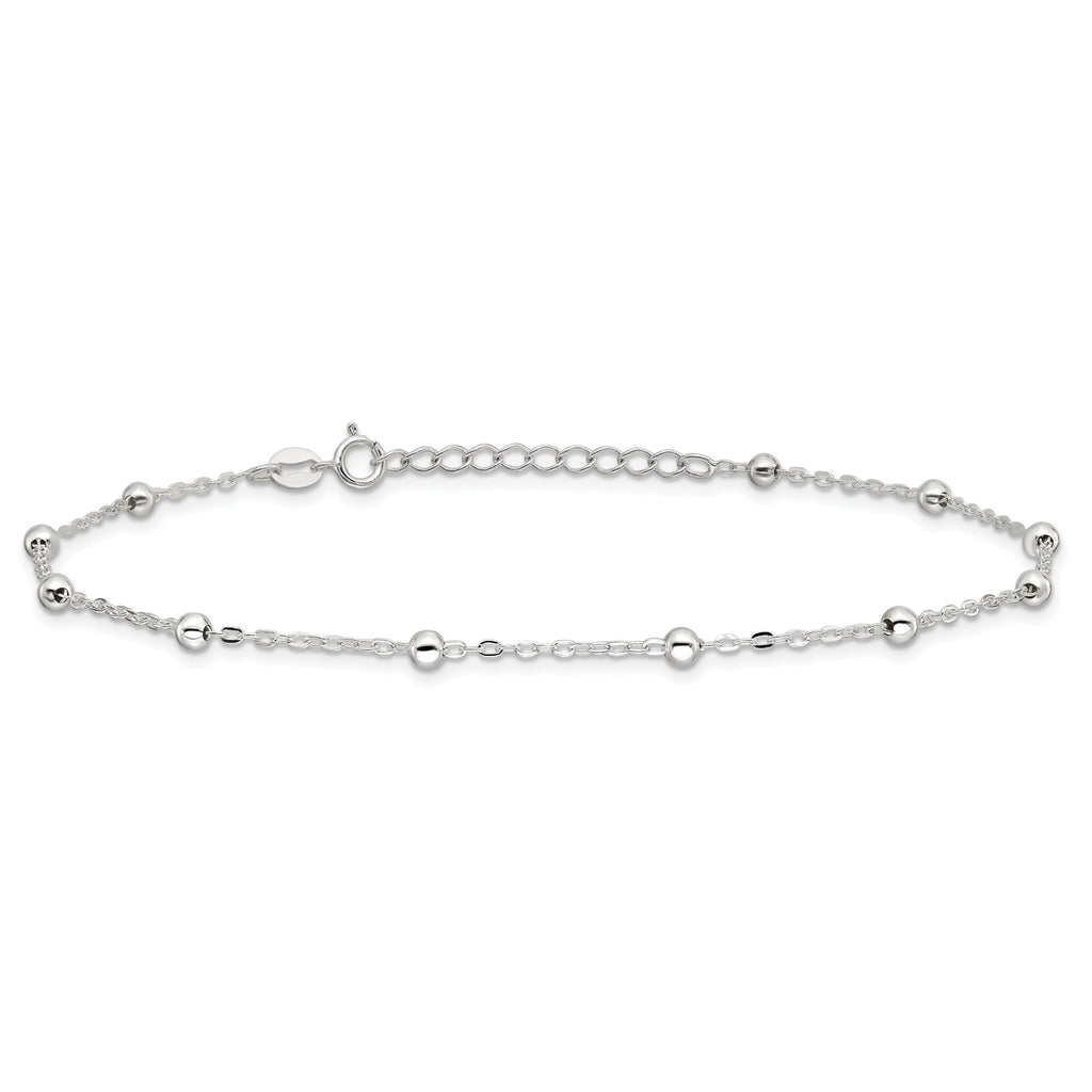 Sterling Silver 1mm Beaded Chain Plus Extender - Total Anklet