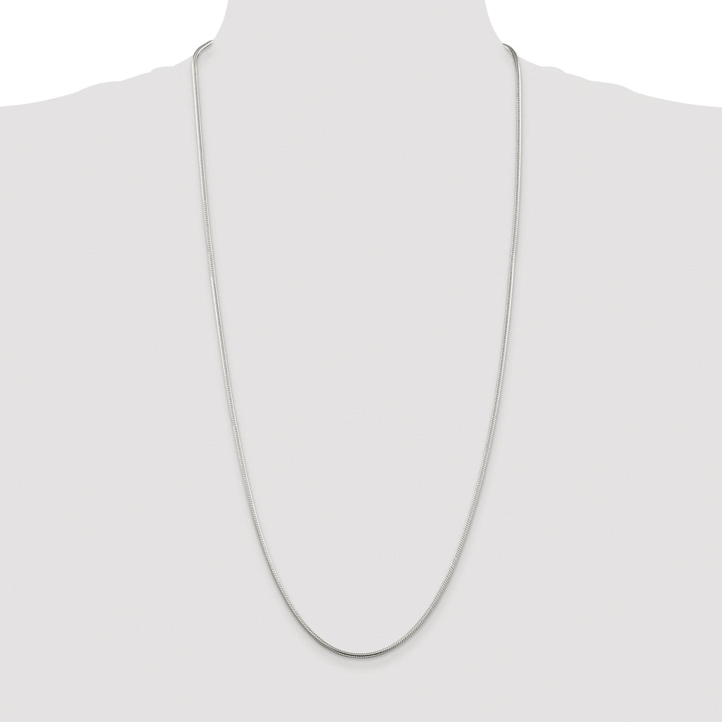 Polished Snake Chain Necklace in Sterling Silver, 2mm
