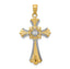 14K Gold and Rhodium Diamond-Cut Cross Pendant with Elegant Concave Design