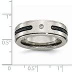 Titanium Unisex Wedding Band with Black IP-Plating and Diamond