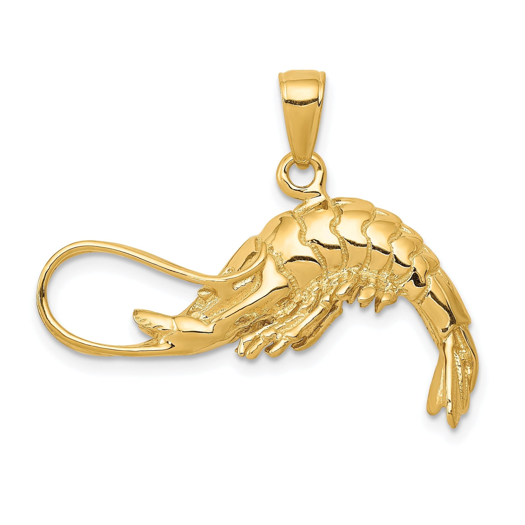 14K Gold Polished 3D Shrimp Pendant for Men by Sophia Jewelers Main image
