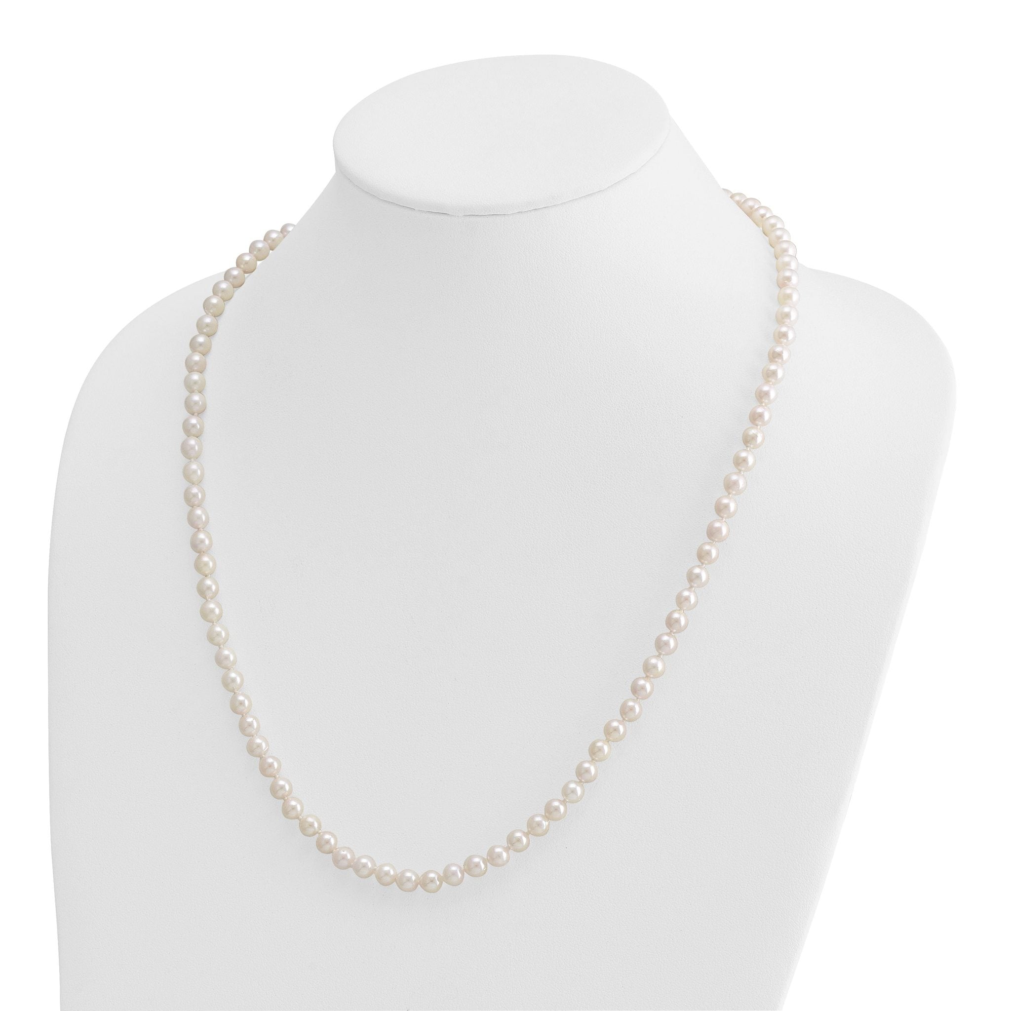 14k 5-6mm White Round Akoya Saltwater Cultured Pearl Necklace