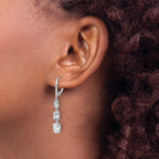 Cheryl M Sterling Silver Rhodium-plated Polished Triple Oval CZ Leverback Dangle Earrings