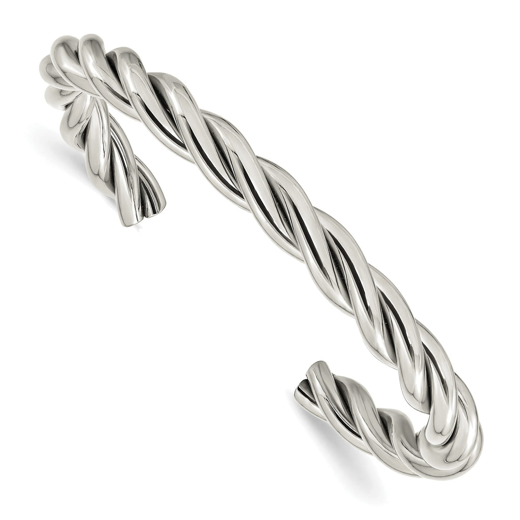 Stainless Steel Polished Twisted Cuff Bangle Bracelet for Women