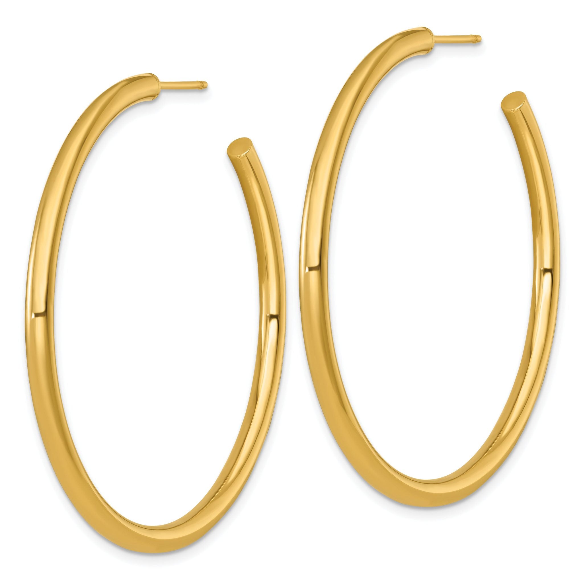 14k Polished 3.0 x 50mm Tube C-Hoop Post Earrings Secondary image