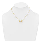 Sterling Silver Gold-Tone Polished and Brushed CZ Beads 16 Inch with 2 Inch Extension Necklace
