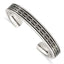 Stainless steel Polished Black IP-plated with Black Carbon Fiber Inlay Cross Design Cuff Bangle Bracelet for Men