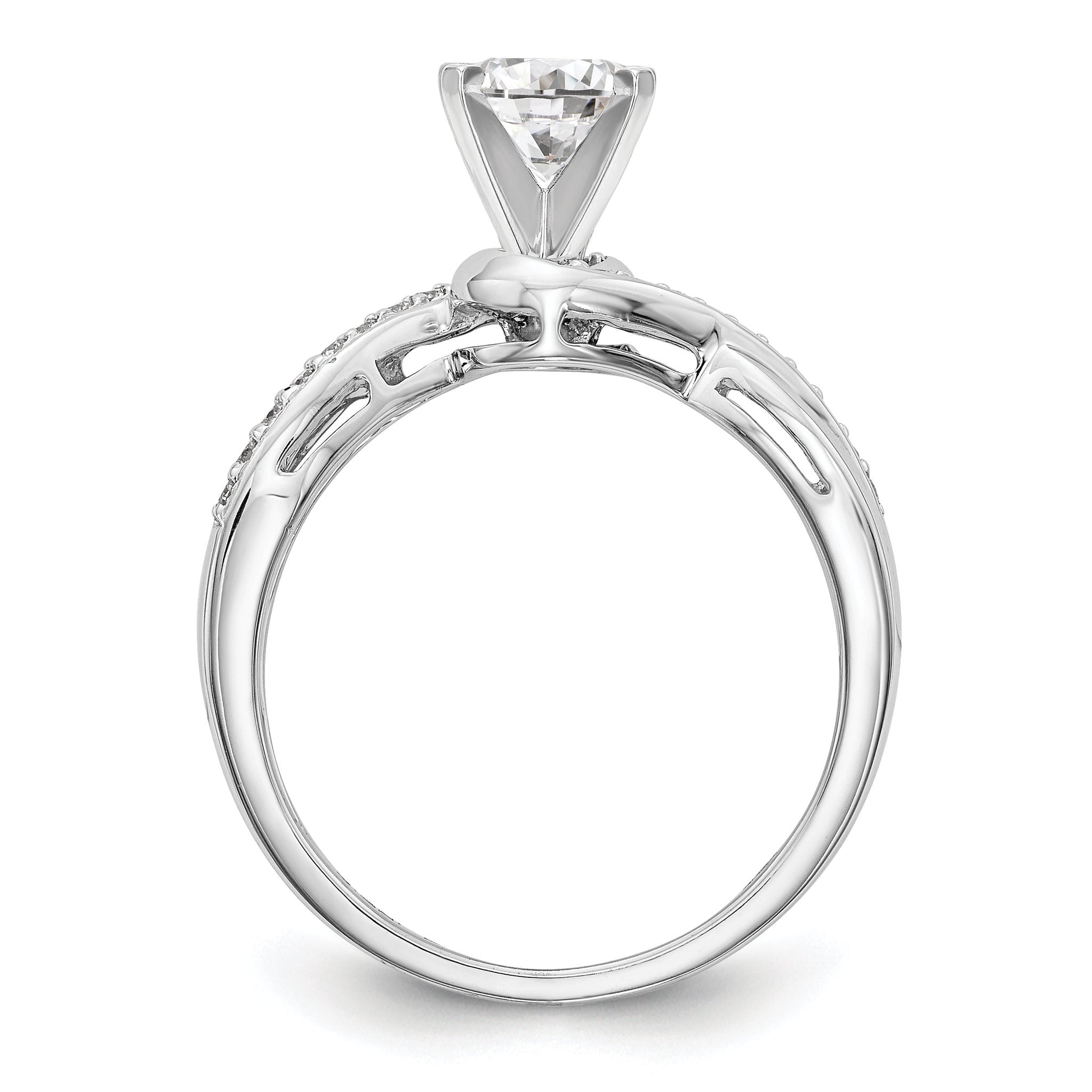 14K White Gold Criss-Cross Peg Set 1/6 carat Diamond Semi-mount Engagement Ring Secondary image