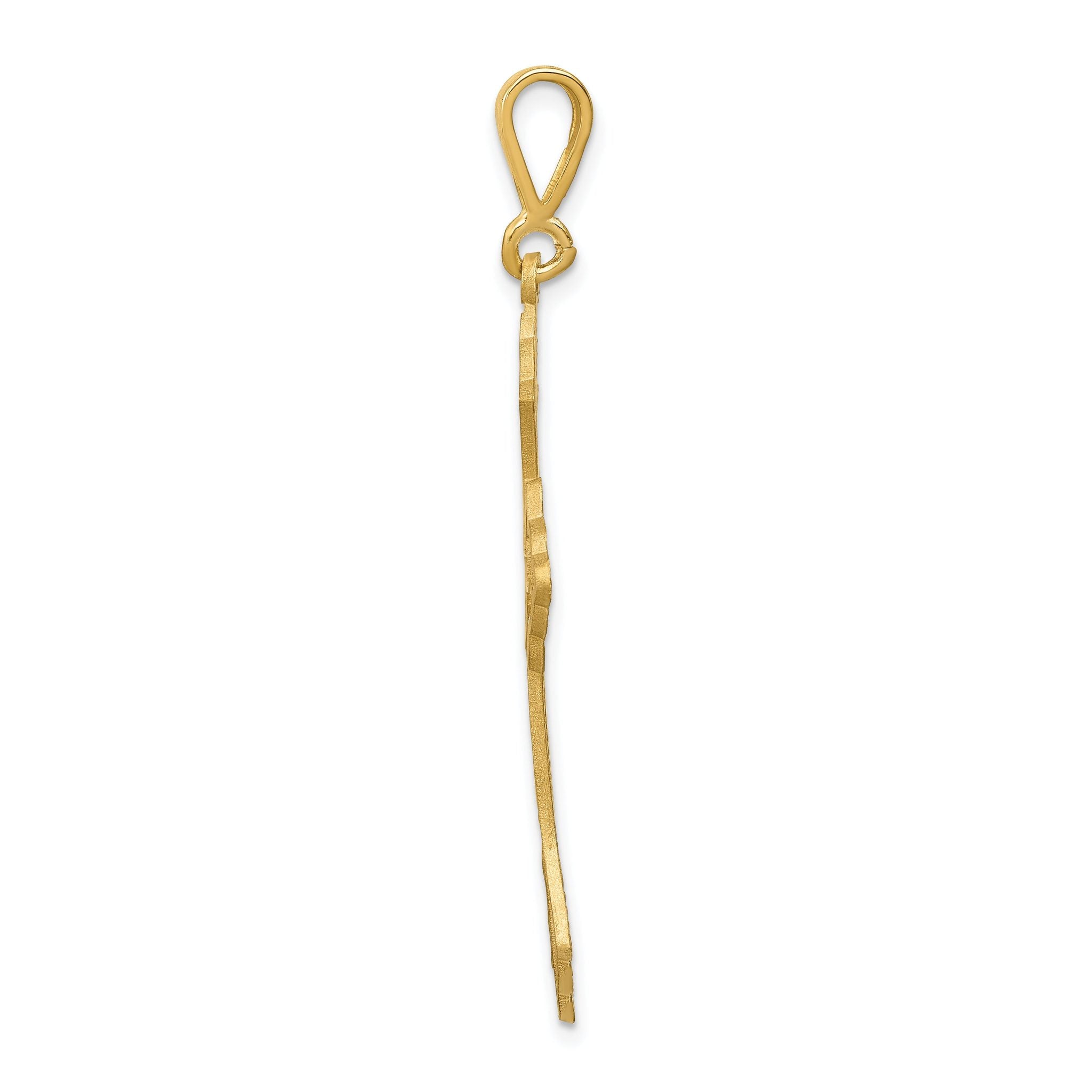 14K Gold Diamond-Cut Celtic Cross Pendant with Elegant Textured Design Secondary image