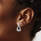 SS RH-plated Polished/Brushed Ovals Dangle Post Earrings
