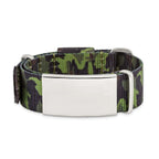Stainless Steel Polished Green Camo Fabric Adjustable ID Bracelet for Men