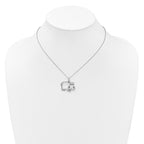 Cheryl M Sterling Silver Rhodium-plated Polished and Enameled CZ Hippopotamus 16 Inch with 2 Inch Extension Necklace