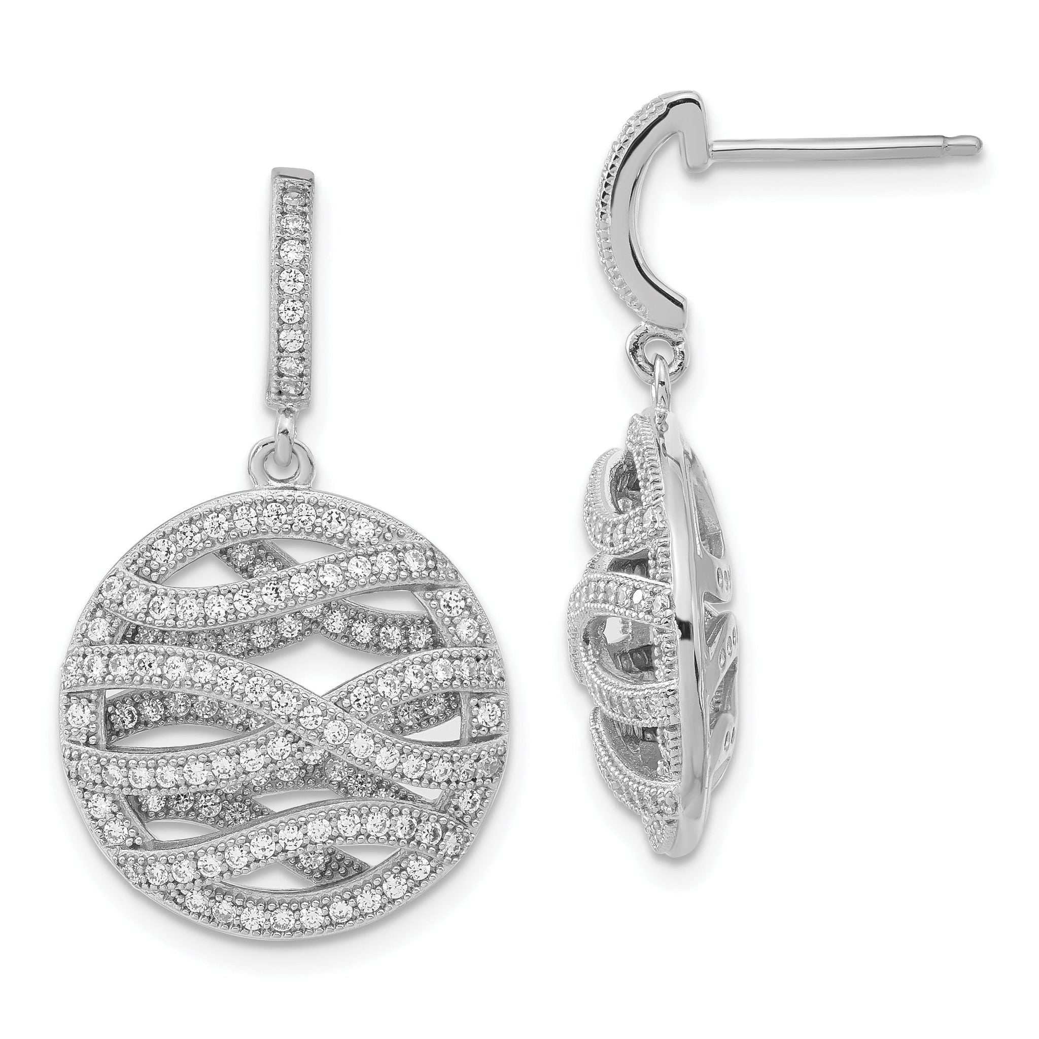 Sophia Jewelers Sterling Silver CZ Dangle Earrings Elegant Polished Finish