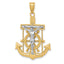 14K Two-Tone Gold Mariner's Cross Pendant with Diamond-Cut Detailing