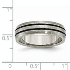 Grooved Wedding Band in Titanium with Enamel, 6mm