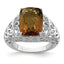 Sterling Silver Rhodium Whiskey Quartz & Diam. Ring