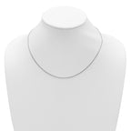Sterling Silver Rh-plated 1.3mm Round Box 1in+1in Adj. Chain