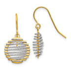 14K Two-Tone Gold Wire Wrapped Dangle Earrings with Polished Finish