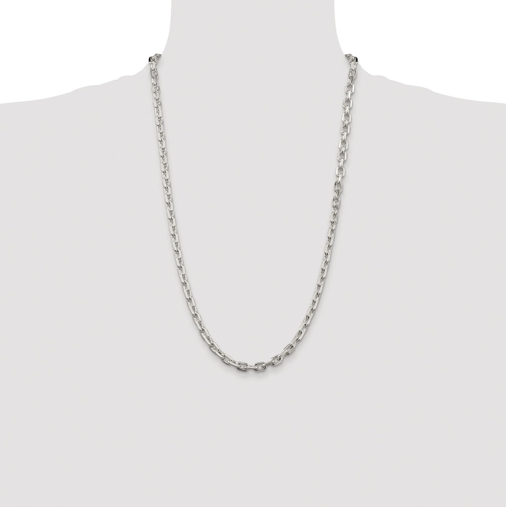 Beveled Oval Cable Chain Necklace in Sterling Silver
