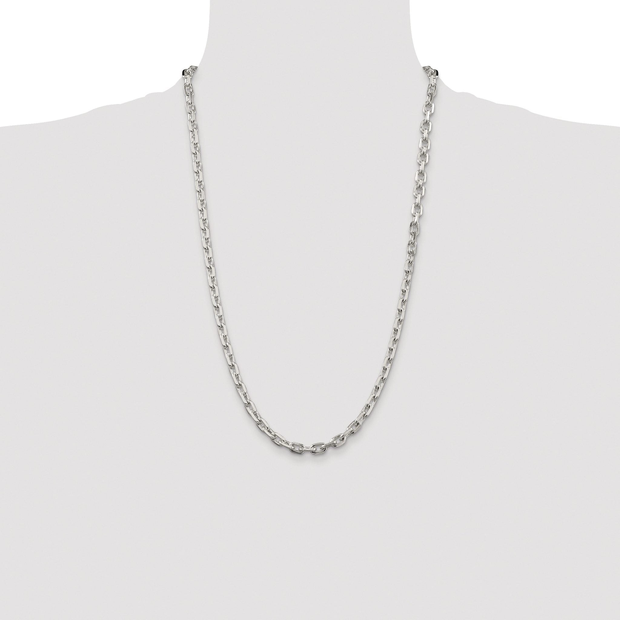 Beveled Oval Cable Chain Necklace in Sterling Silver