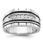 14k White Gold with Black Rhodium Men's Polished Satin and Textured 7-Stone 1/2 Carat AA Quality Dia