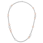 Sophia Jewelers 925 Sterling Silver Two-Tone Necklace with Rose Gold Accent