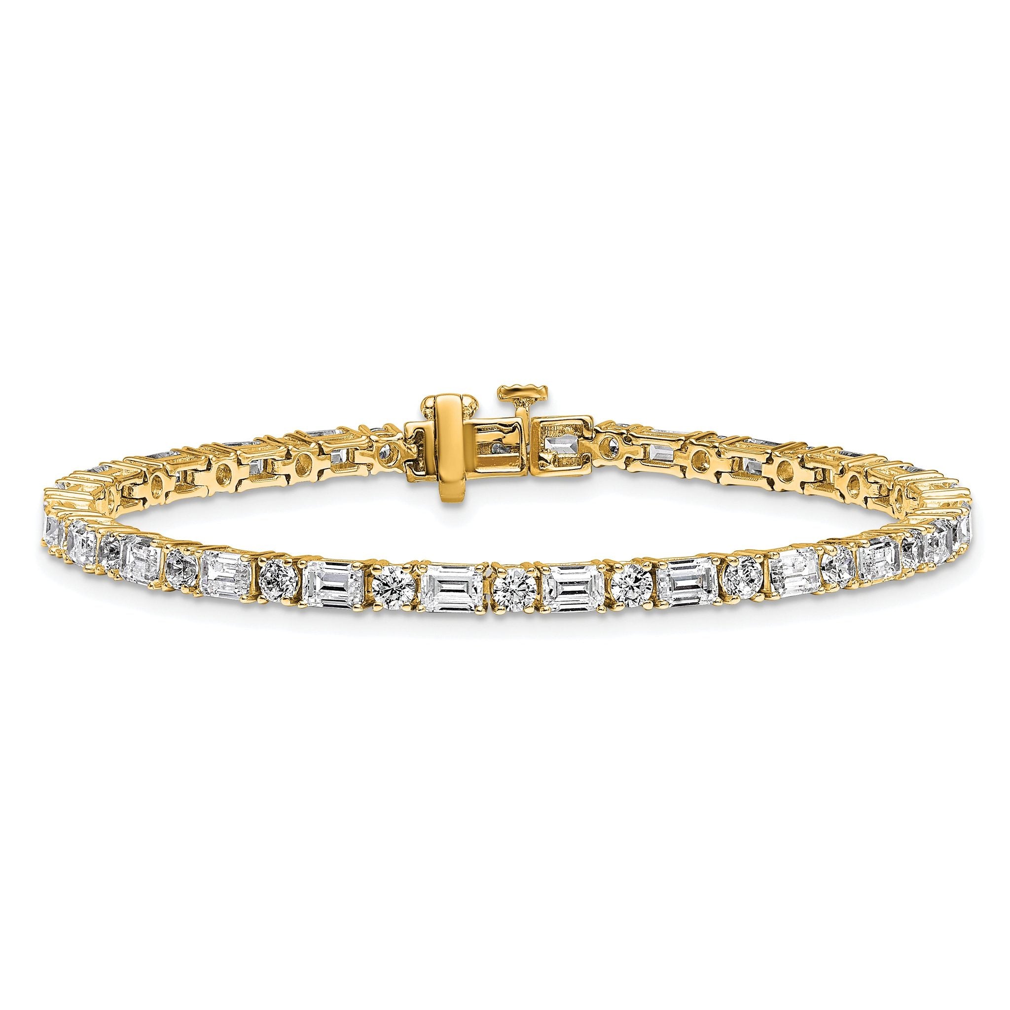 14k 7 carat Lab Grown Diamond VS/SI+ G+ Complete Emerald and Round Tennis Bracelet Secondary image