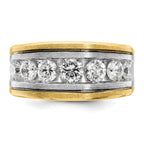 14k Two-tone with Black Rhodium Men's Polished Satin and Grooved 7-Stone 2 Carat AA Quality Diamond